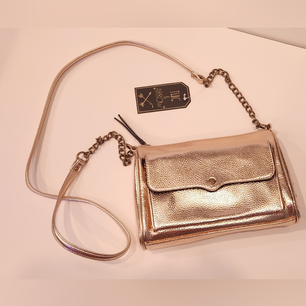 Gold Metallic y2k Studded Crossbody Purse New